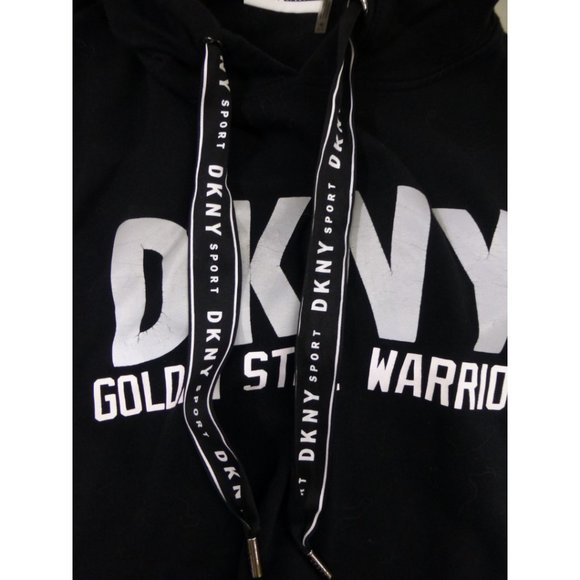 Golden State Warriors DKNY Sport Black Maddie Cropped Long Sleeve Hoodie - Picture 9 of 14